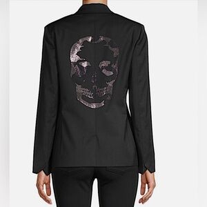 NWT 🏷 ZADIG & VOLTAIRE VEDY STRASS SKULL BLAZER IN BLACK SIZE 36